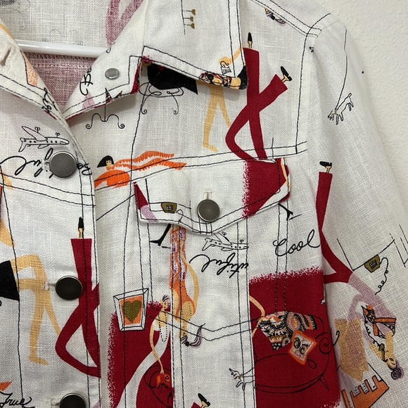 Drama Jacket 100% Linen Four Front Pockets - Picture 8 of 11